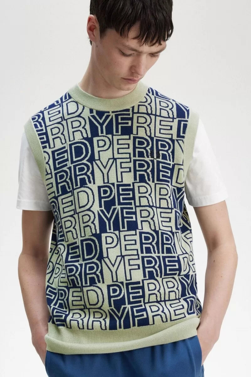 camiseta sin mangas fred perry block graphic para hombre color menta
