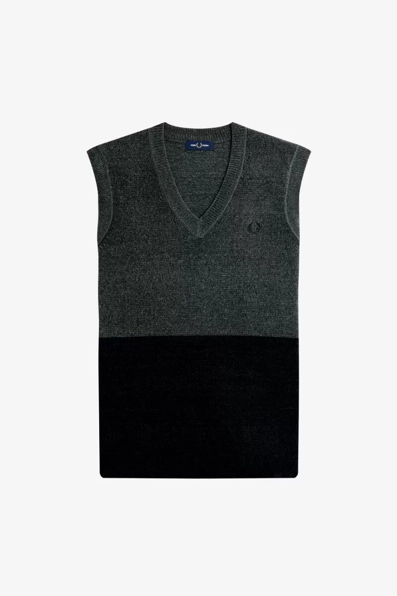 camiseta fred perry colour block chenille para hombre color verde campo