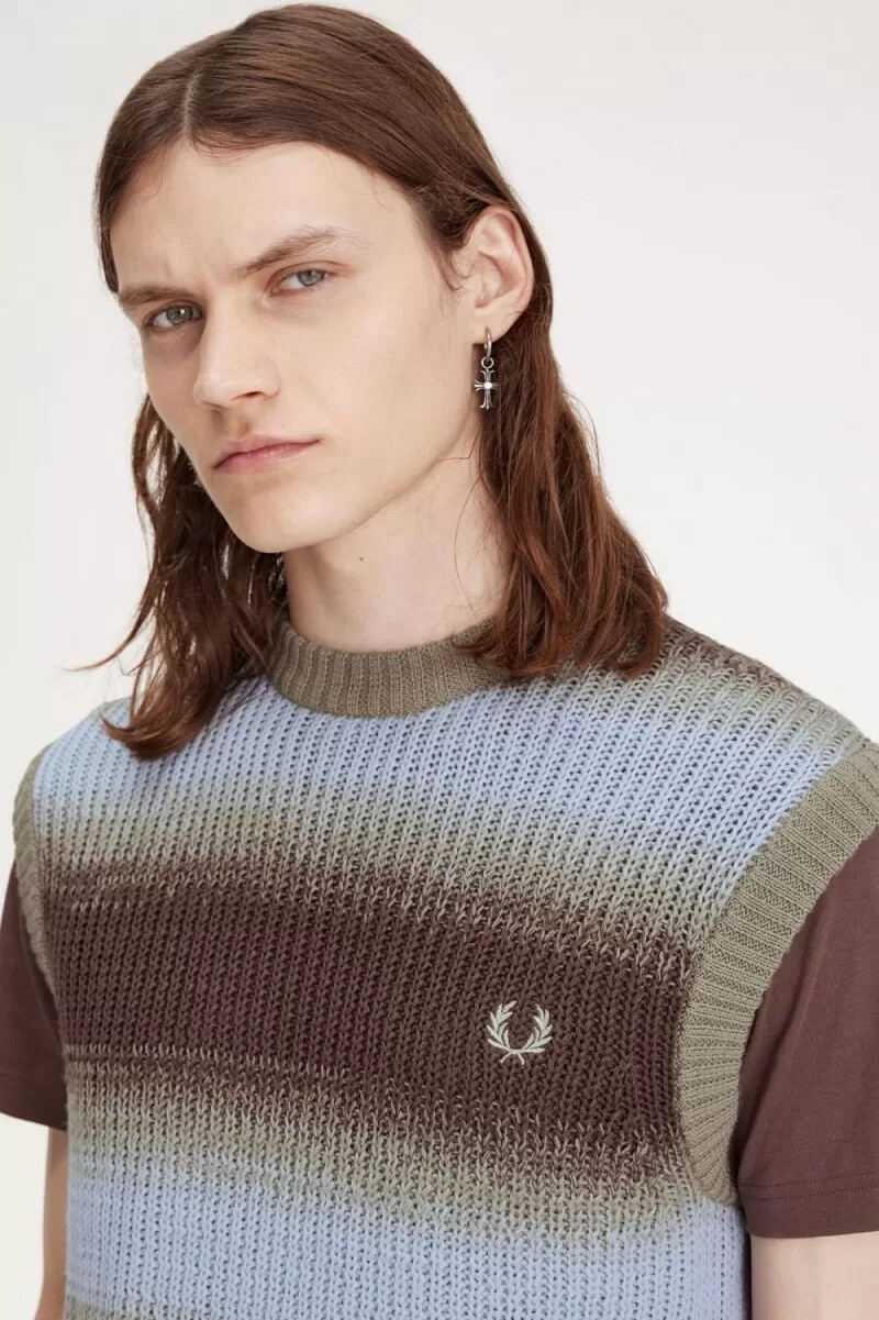 camiseta de tirantes fred perry de punto abierto a rayas para hombre color rojo oscuro