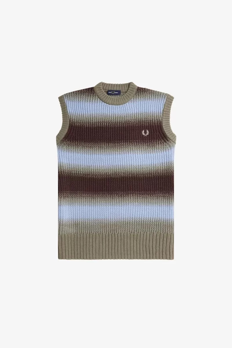 camiseta de tirantes fred perry de punto abierto a rayas para hombre color rojo oscuro
