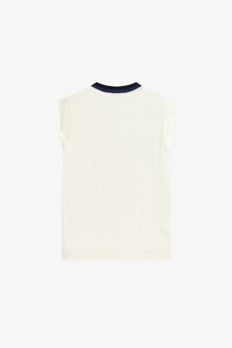 camiseta de tirantes de punto con cuello en v de fred perry para hombre en beige