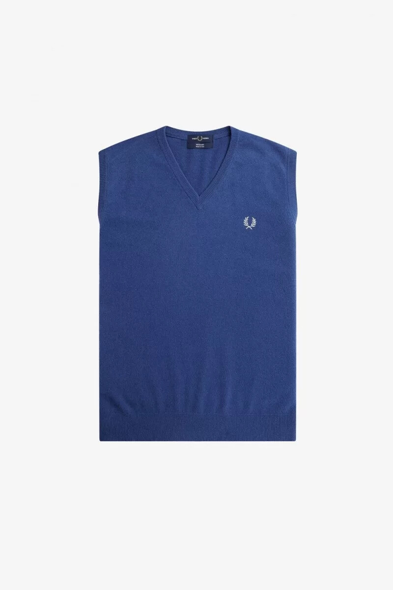 camiseta sin mangas de lana de cordero fred perry para hombre color cobalto
