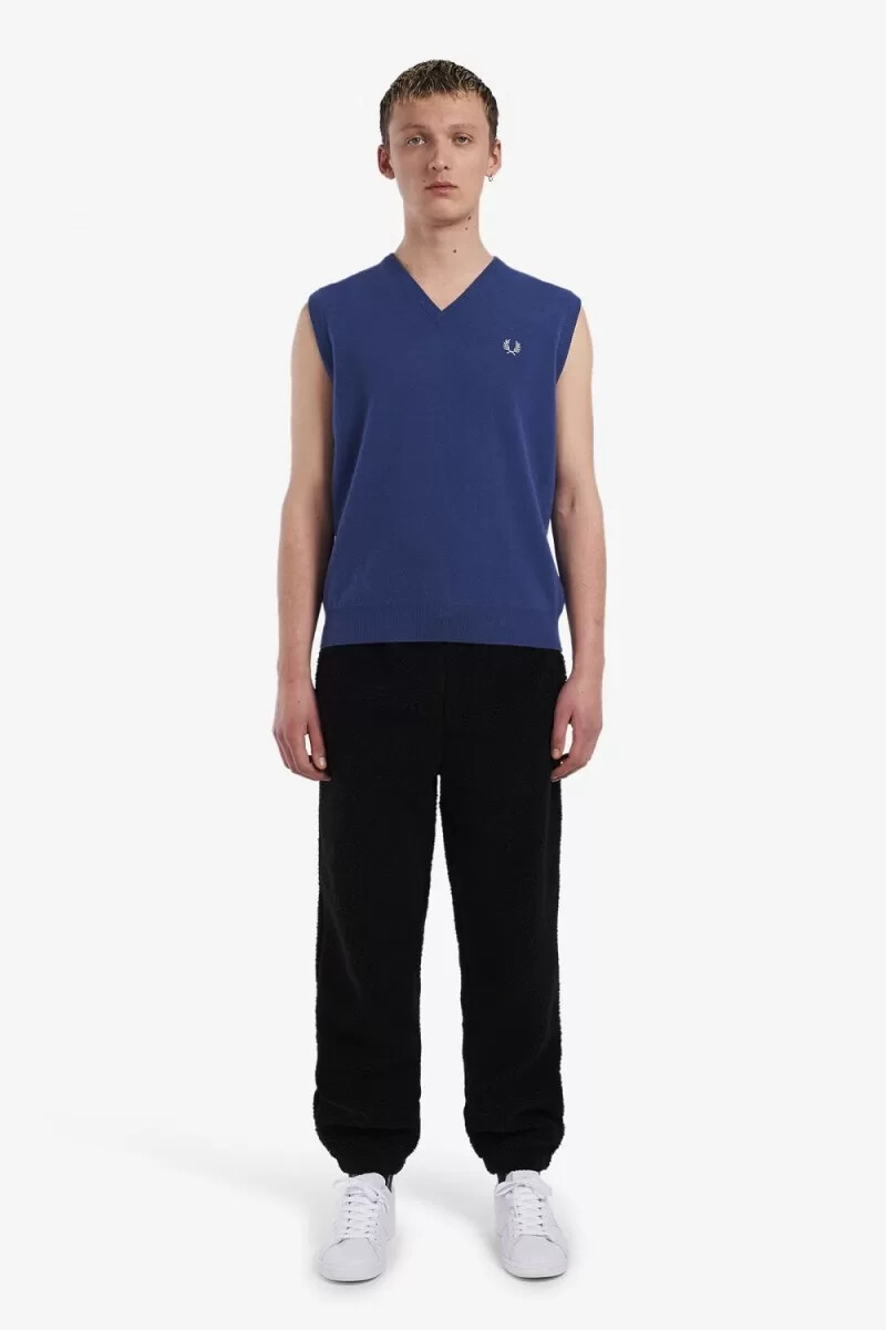 camiseta sin mangas de lana de cordero fred perry para hombre color cobalto
