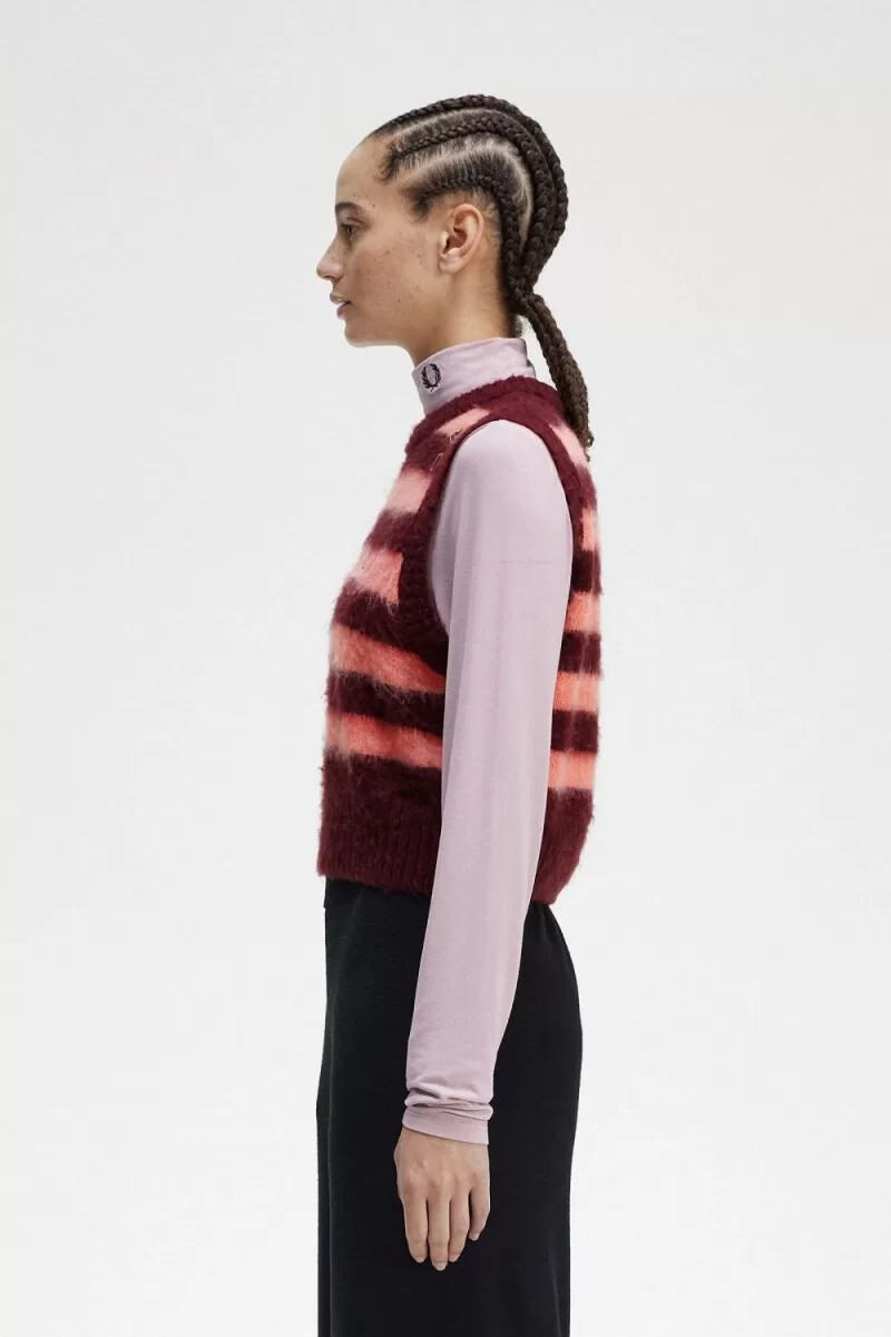 camiseta de tirantes de punto a rayas fred perry para mujer color sangre de buey