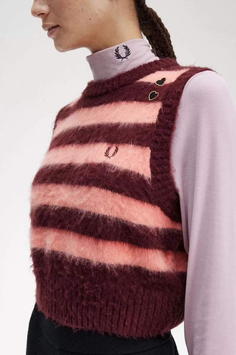 camiseta de tirantes de punto a rayas fred perry para mujer color sangre de buey
