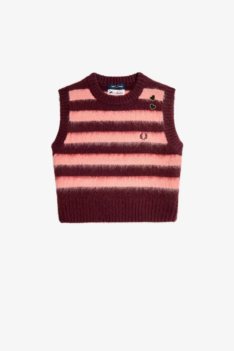 camiseta de tirantes de punto a rayas fred perry para mujer color sangre de buey