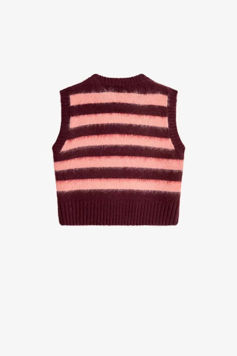 camiseta de tirantes de punto a rayas fred perry para mujer color sangre de buey
