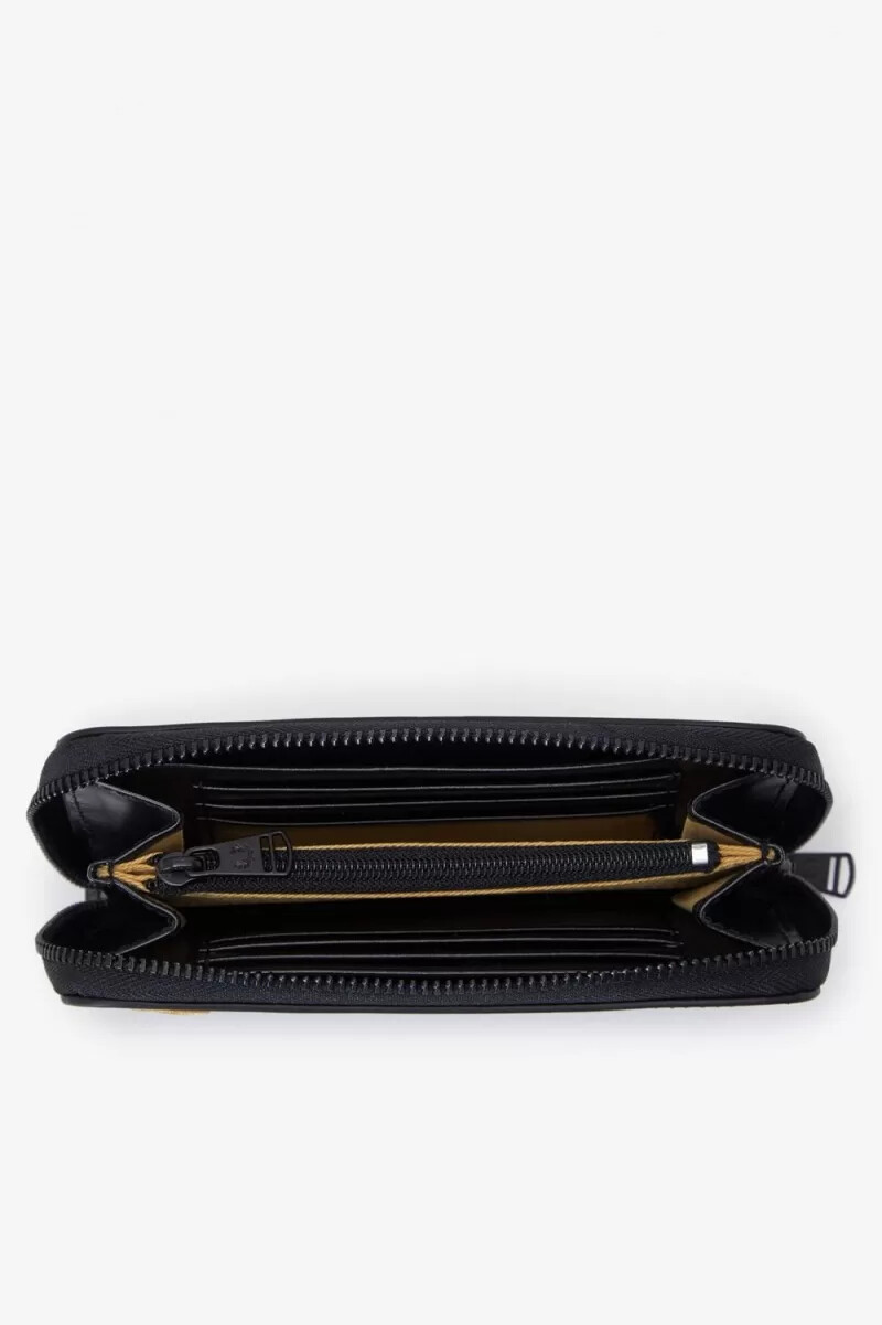cartera de piel negra para mujer de fred perry