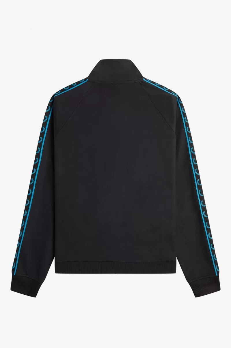 chaqueta deportiva fred perry con cinta en contraste para hombre color negro y azul cibernético