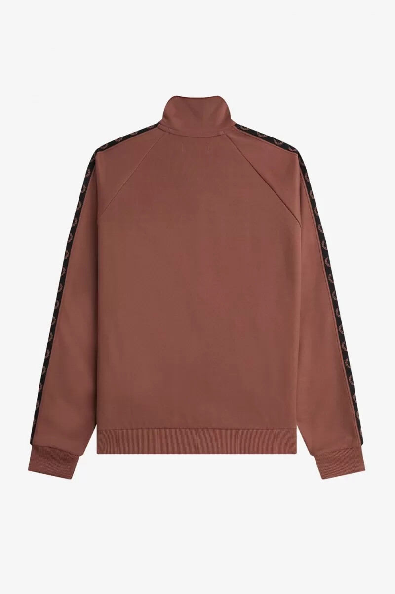 chaqueta deportiva fred perry con cinta en contraste para hombre color marrón whisky y negro