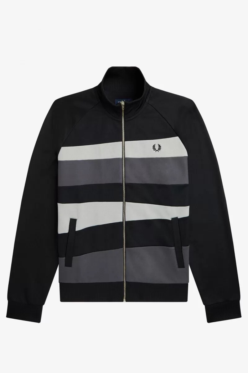 chaqueta deportiva fred perry con paneles en contraste para hombre color negro