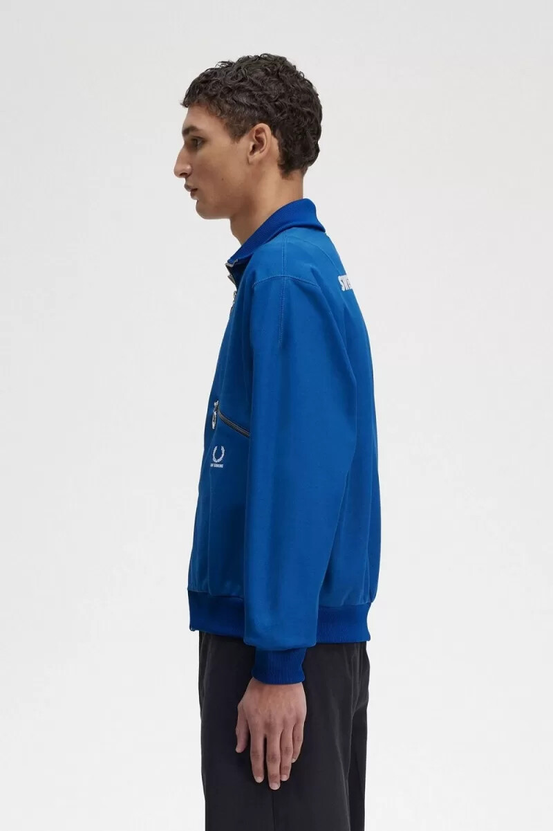 chaqueta deportiva estampada fred perry para hombre en azul real