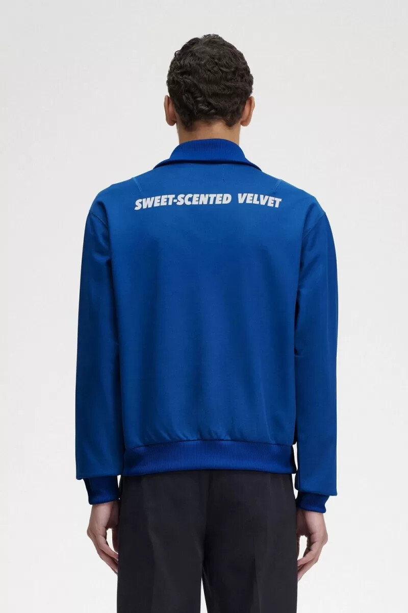 chaqueta deportiva estampada fred perry para hombre en azul real
