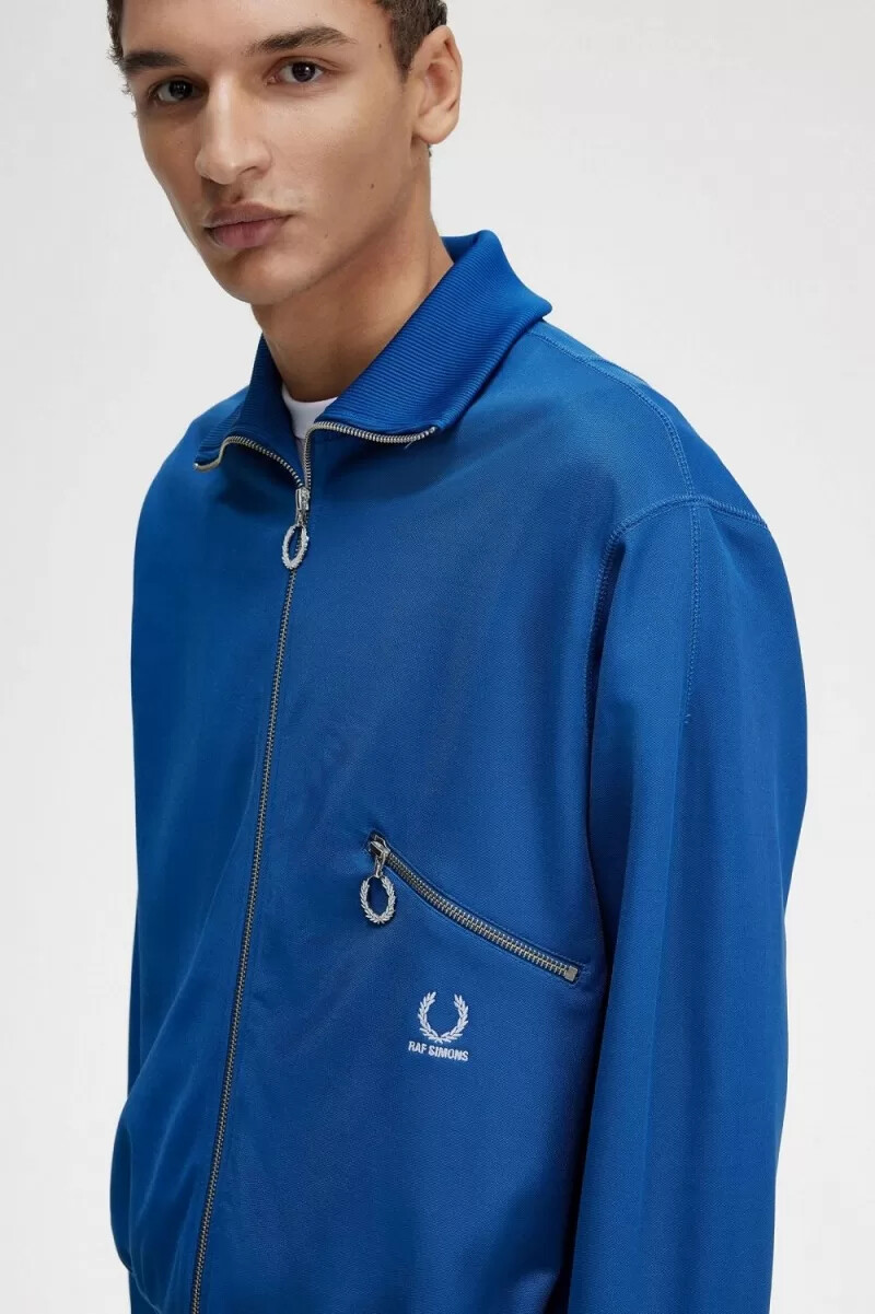 chaqueta deportiva estampada fred perry para hombre en azul real
