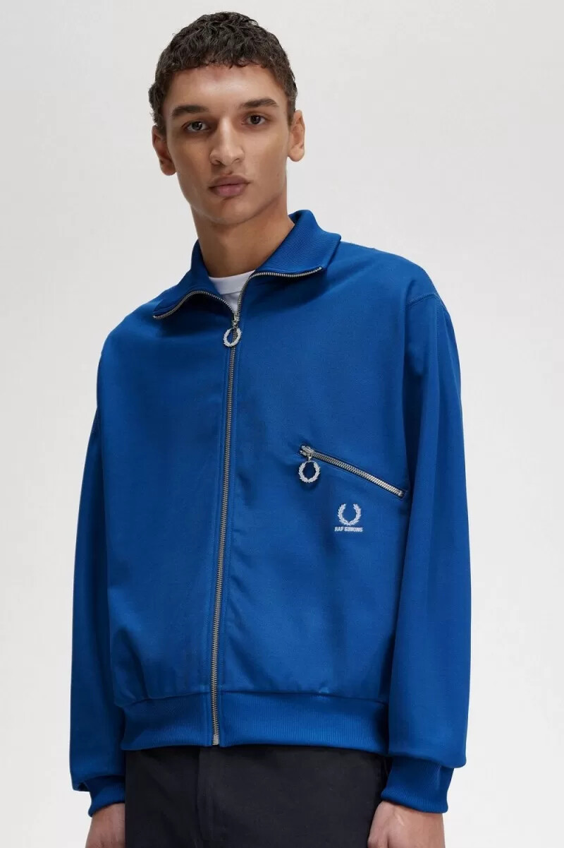 chaqueta deportiva estampada fred perry para hombre en azul real