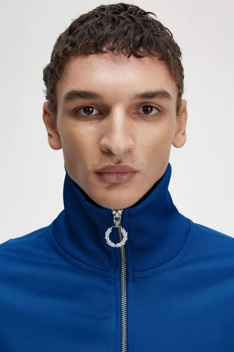 chaqueta deportiva estampada fred perry para hombre en azul real