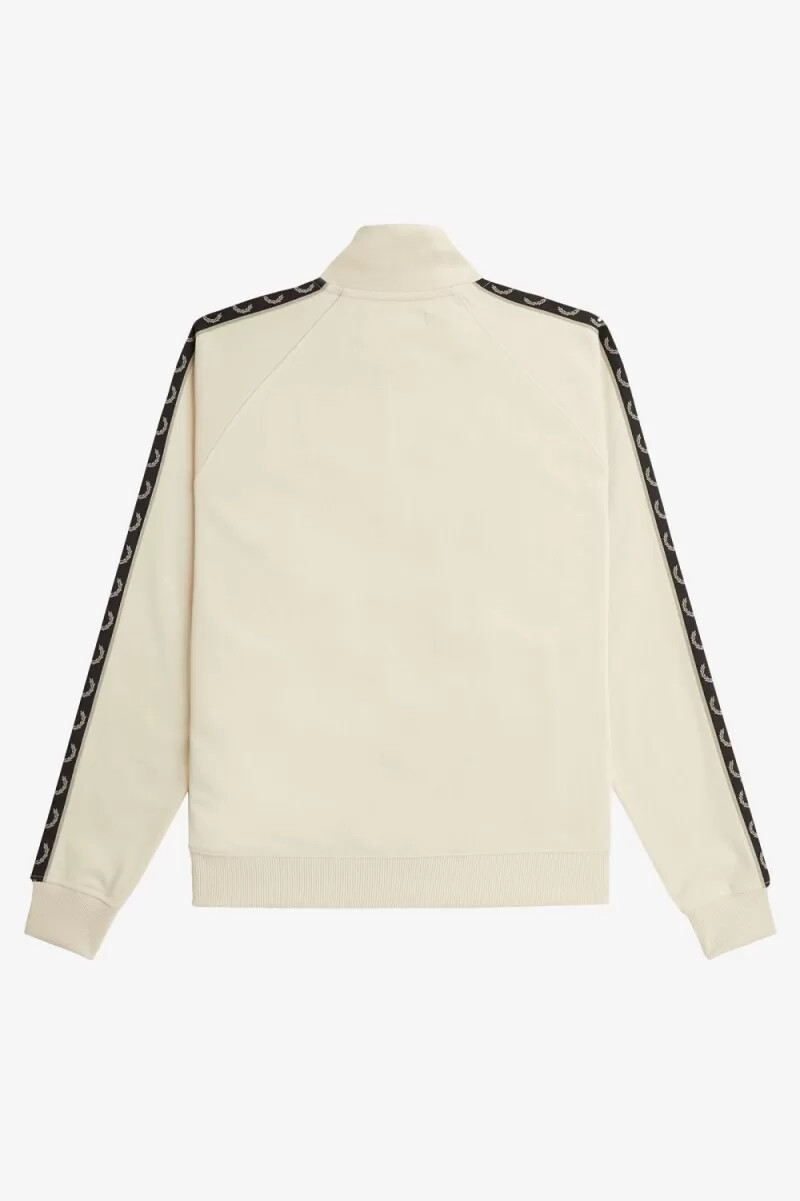 chaqueta deportiva fred perry con cinta en contraste para hombre color avena y gris cálido