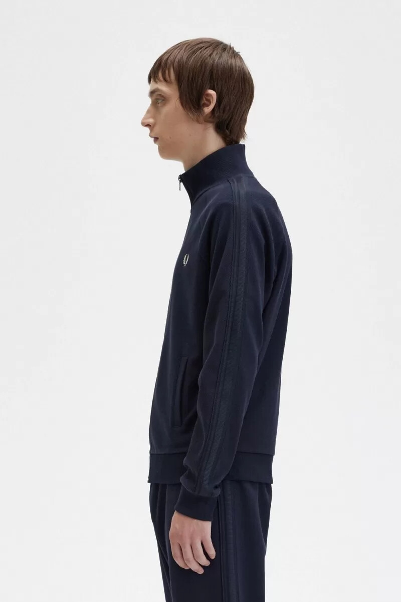 chaqueta deportiva fred perry con cinta de punto para hombre color azul marino