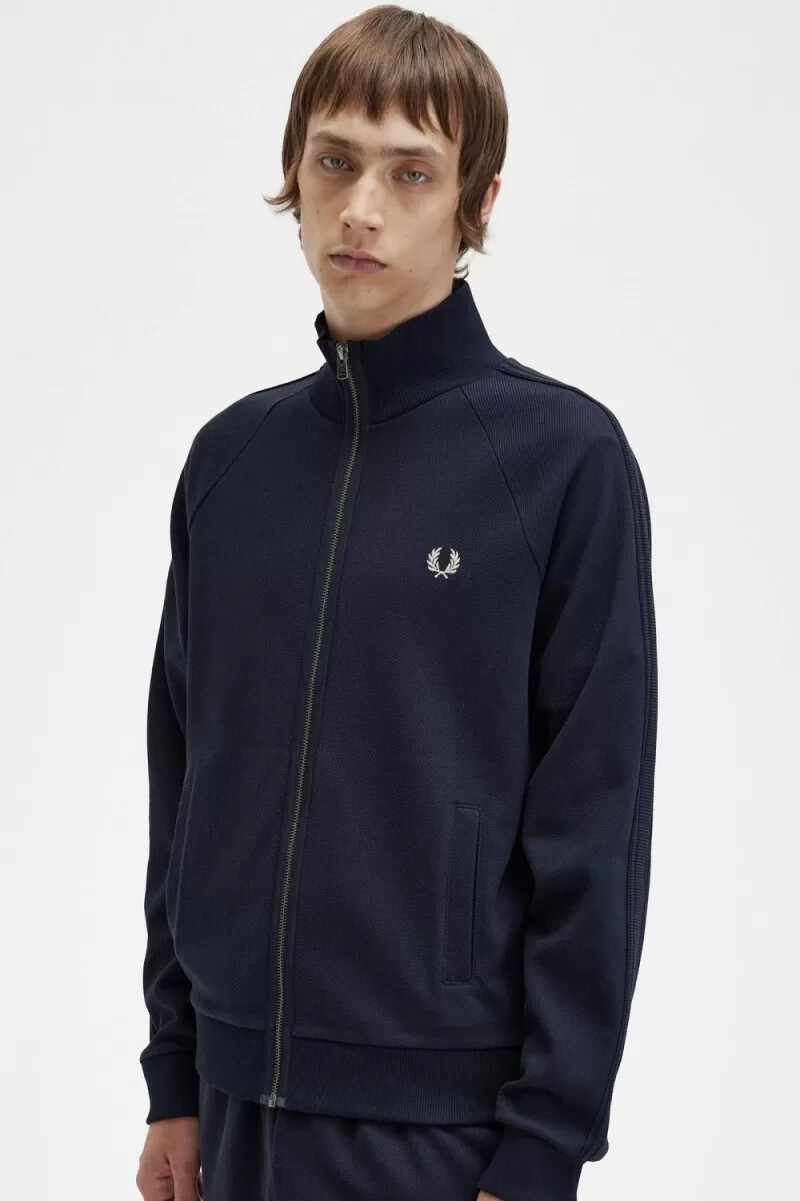 chaqueta deportiva fred perry con cinta de punto para hombre color azul marino