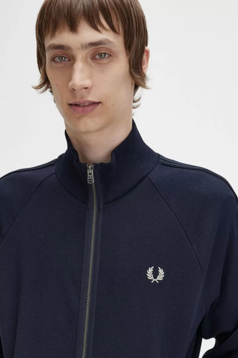 chaqueta deportiva fred perry con cinta de punto para hombre color azul marino