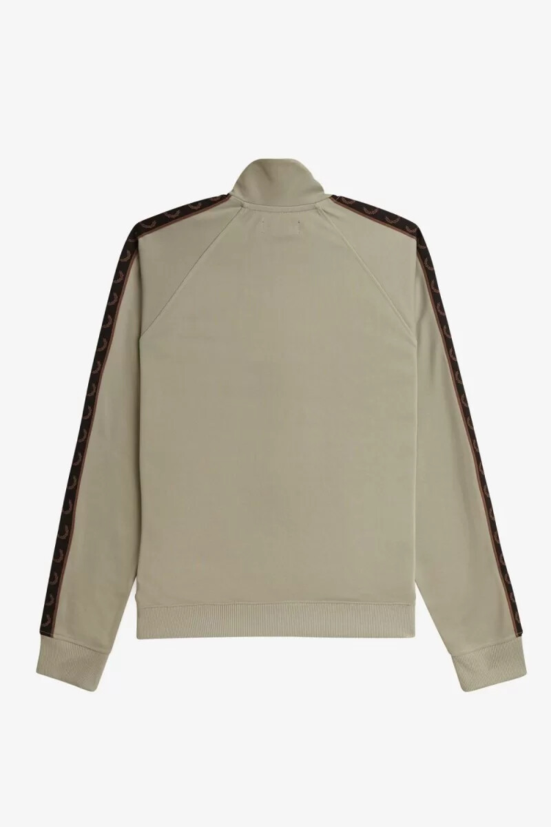 chaqueta deportiva fred perry con cinta en contraste para hombre gris cálido y rojo oscuro
