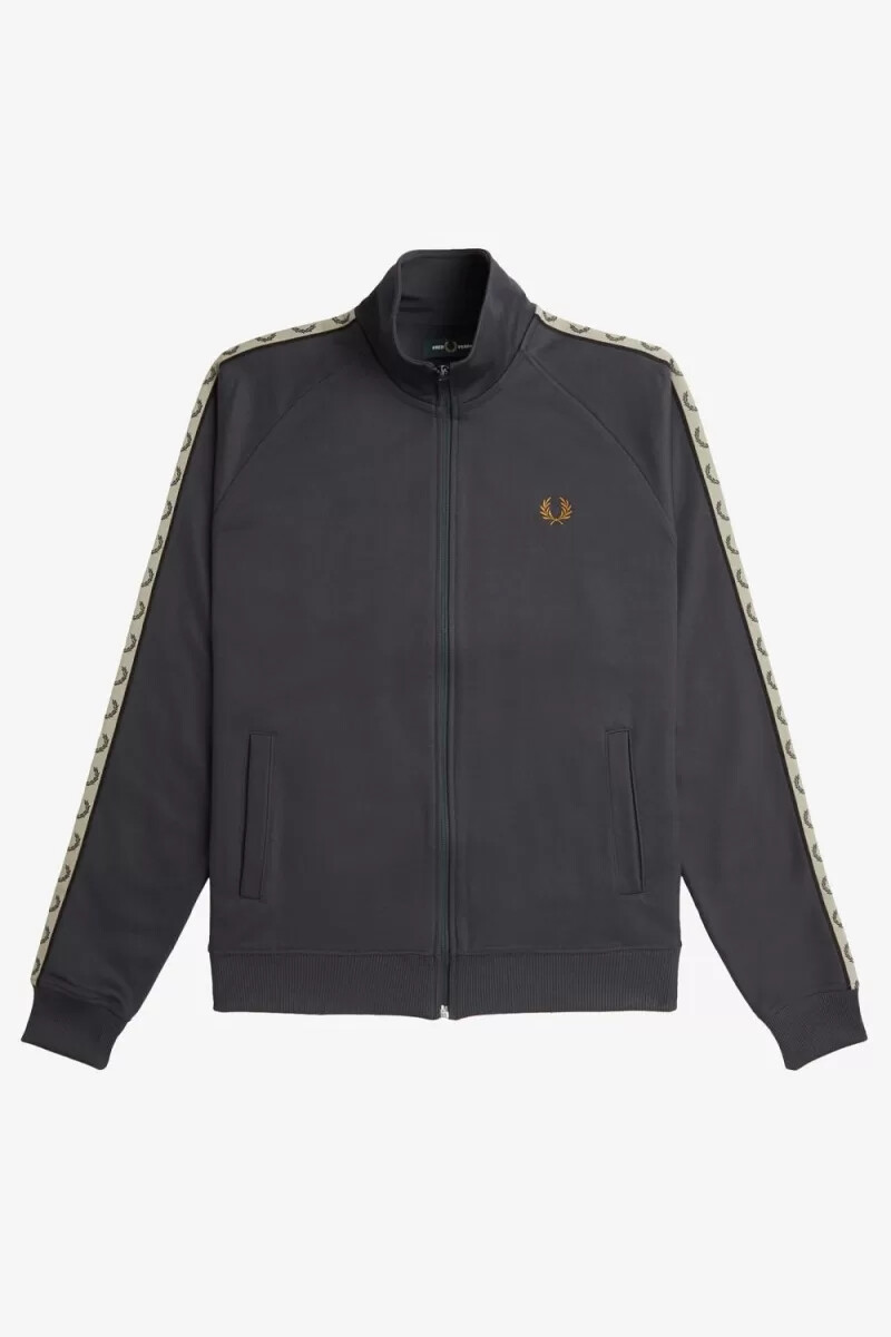 chaqueta deportiva fred perry con cinta en contraste para hombre color gris ancla y negro