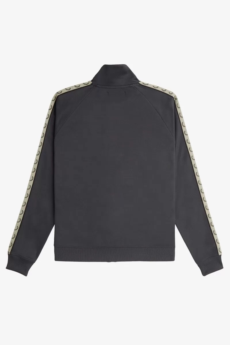 chaqueta deportiva fred perry con cinta en contraste para hombre color gris ancla y negro