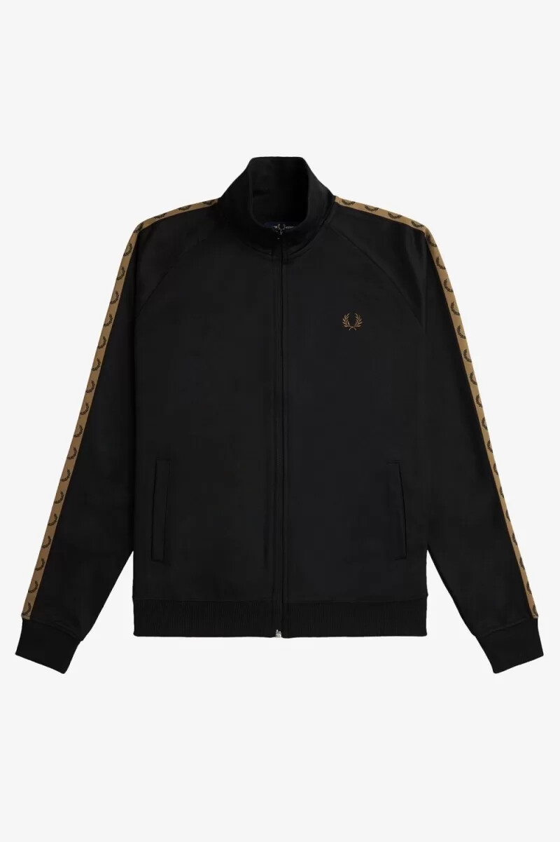 chaqueta deportiva fred perry con cinta en contraste para hombre color negro y verde