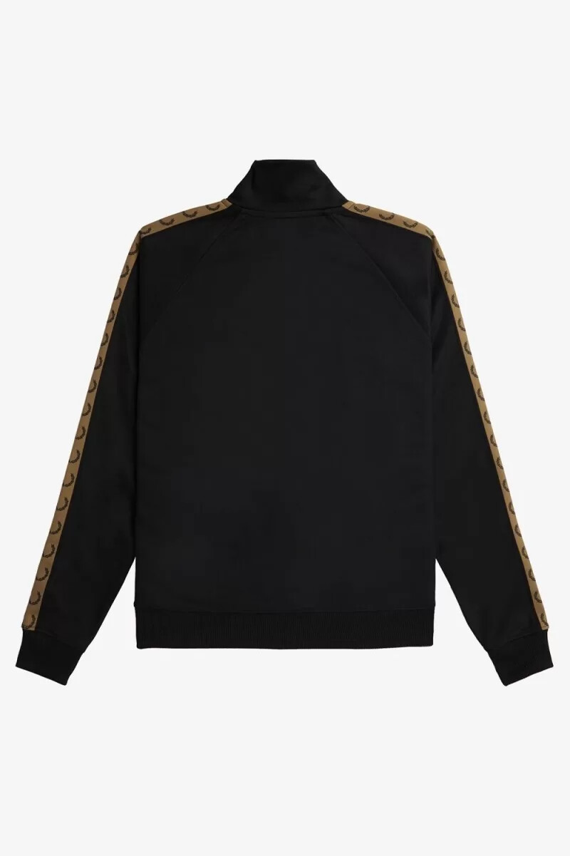 chaqueta deportiva fred perry con cinta en contraste para hombre color negro y verde