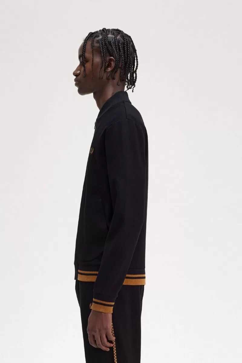 chaqueta deportiva fred perry con detalle de ribete para hombre color negro