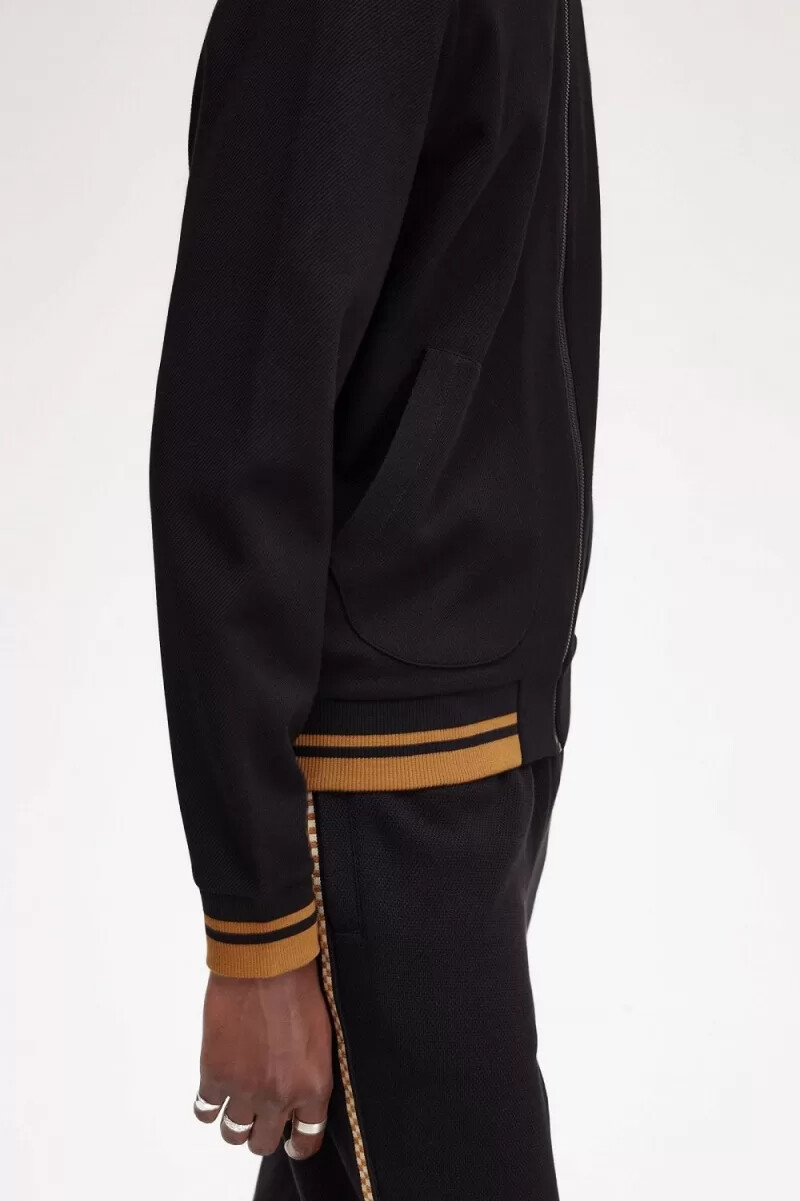 chaqueta deportiva fred perry con detalle de ribete para hombre color negro