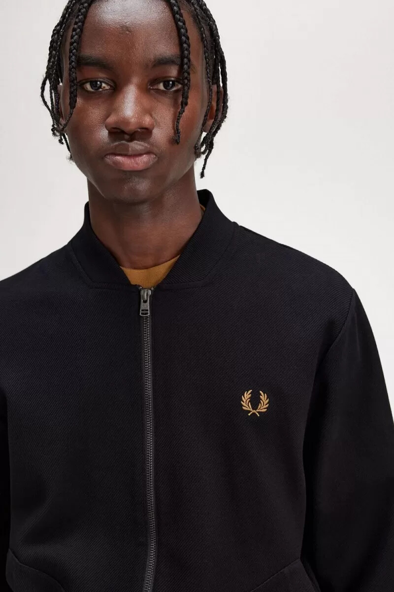 chaqueta deportiva fred perry con detalle de ribete para hombre color negro