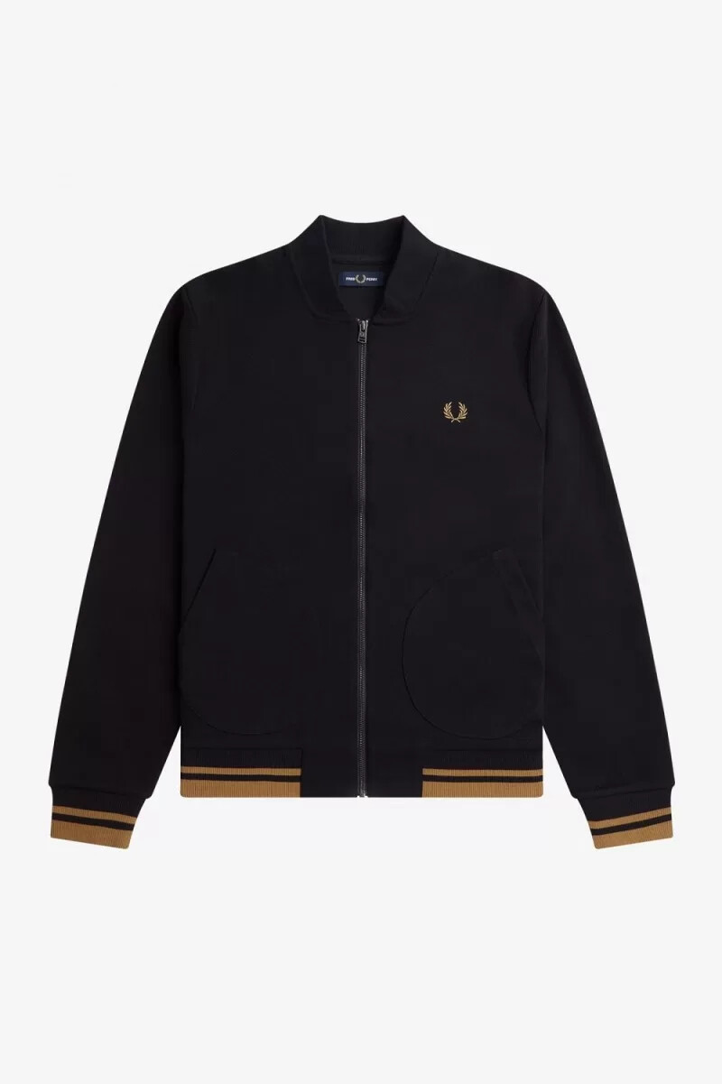 chaqueta deportiva fred perry con detalle de ribete para hombre color negro