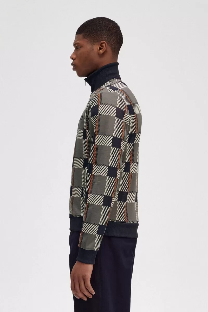 chaqueta deportiva fred perry glitch tartan para hombre verde campo