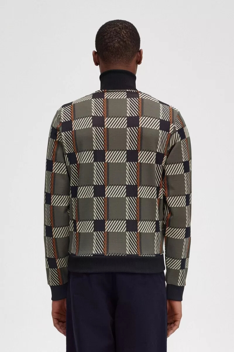 chaqueta deportiva fred perry glitch tartan para hombre verde campo
