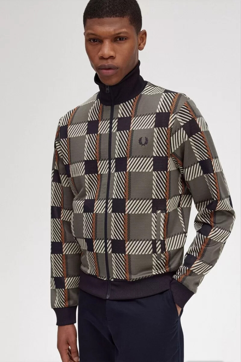 chaqueta deportiva fred perry glitch tartan para hombre verde campo