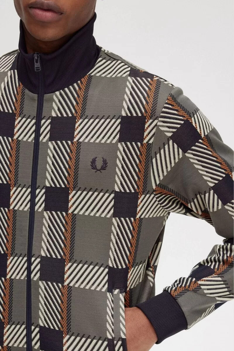 chaqueta deportiva fred perry glitch tartan para hombre verde campo