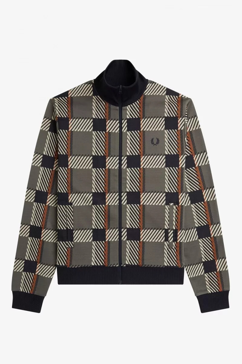 chaqueta deportiva fred perry glitch tartan para hombre verde campo