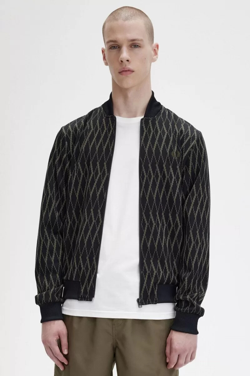 chaqueta deportiva fred perry argyle para hombre color negro