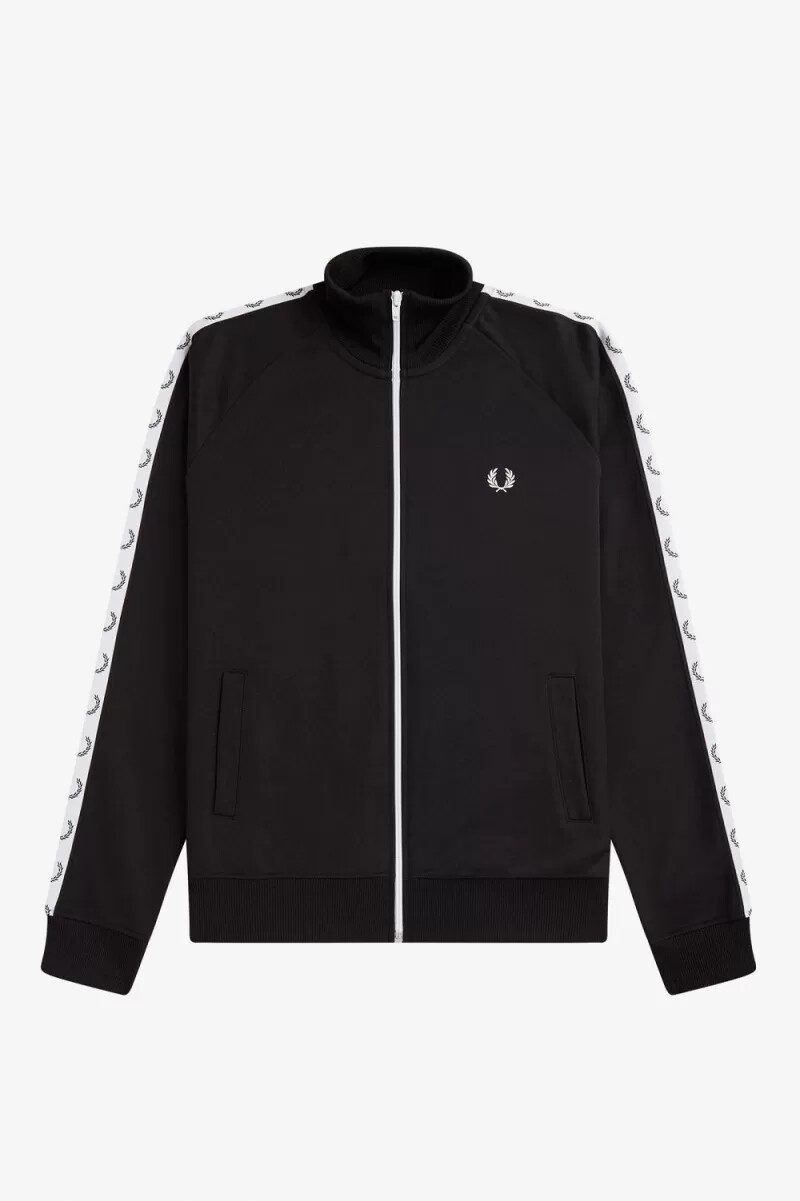 chaqueta deportiva fred perry taped para hombre color negro
