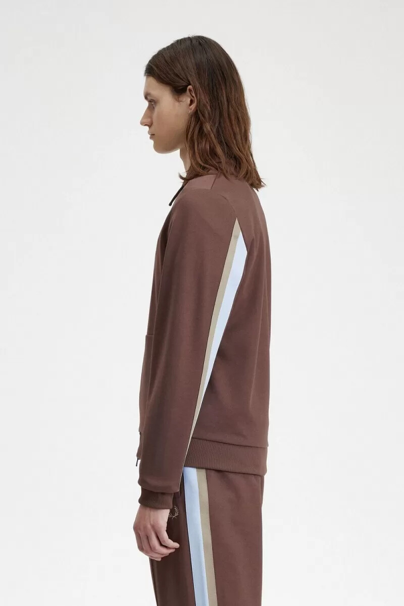 chaqueta deportiva con cuello y detalle de cinta de fred perry para hombre color rojo oscuro