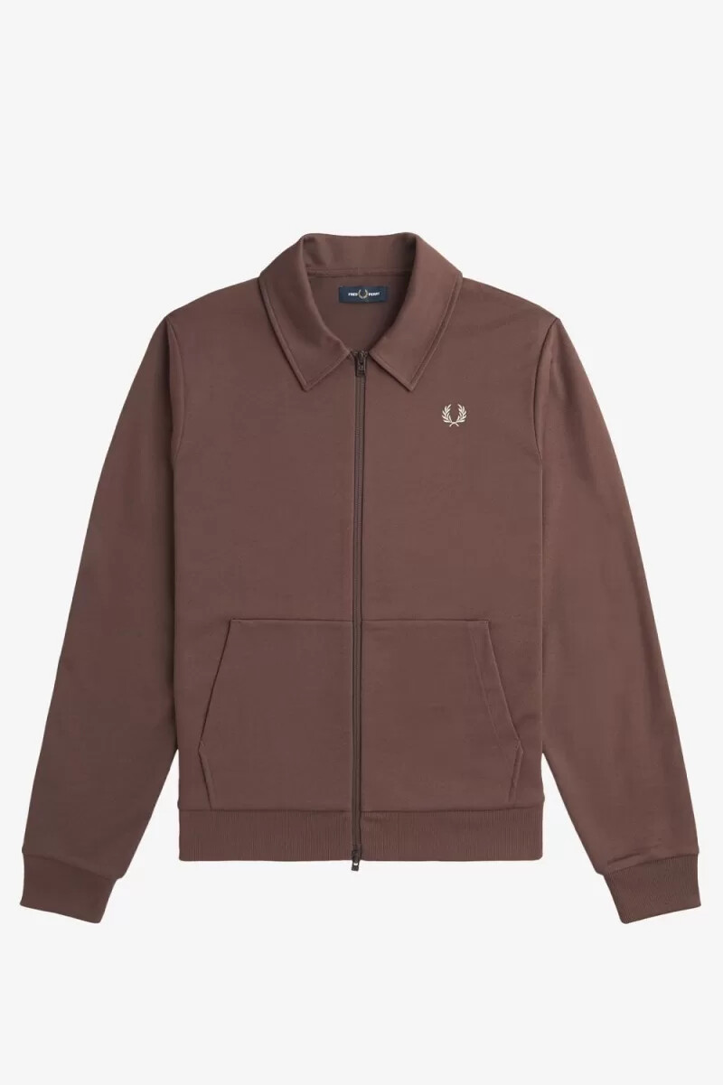 chaqueta deportiva con cuello y detalle de cinta de fred perry para hombre color rojo oscuro