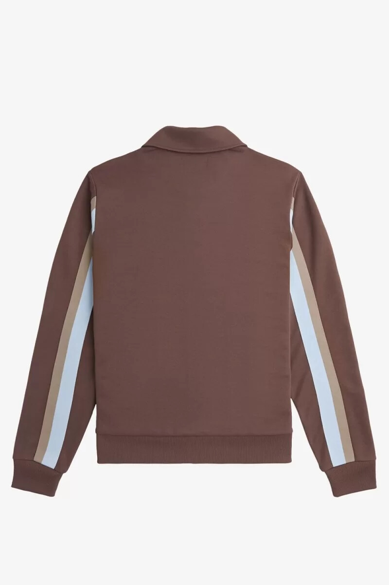 chaqueta deportiva con cuello y detalle de cinta de fred perry para hombre color rojo oscuro