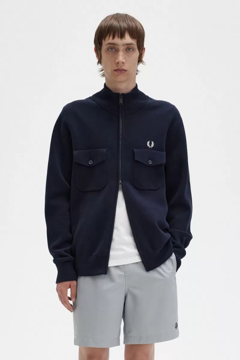 chaquetas deportivas de punto fred perry para hombre color azul marino