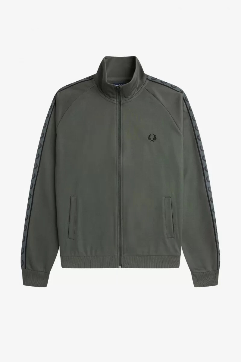 chaqueta deportiva fred perry con cinta en contraste para hombre color verde campo y negro