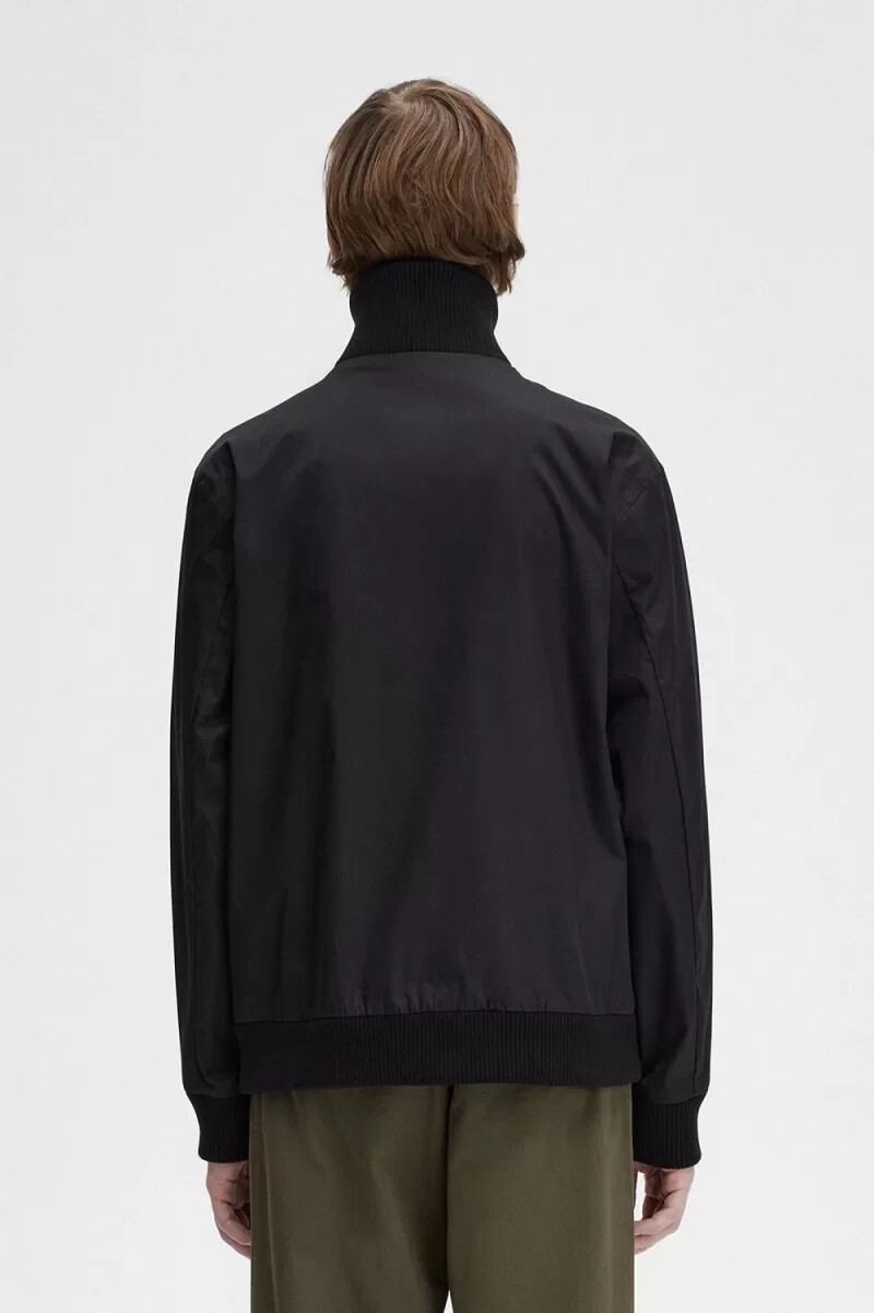 chaqueta bomber de tenis de punto acanalado fred perry para hombre color negro