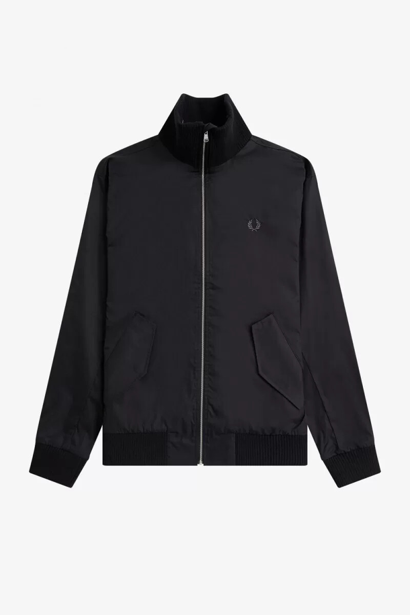 chaqueta bomber de tenis de punto acanalado fred perry para hombre color negro