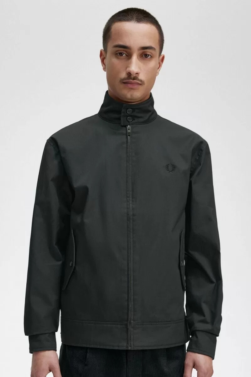 chaquetas de algodón encerado fred perry para hombre color verde noche