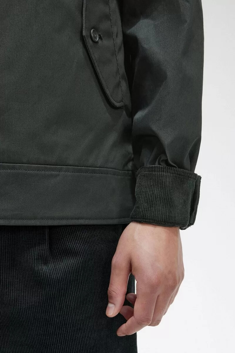 chaquetas de algodón encerado fred perry para hombre color verde noche