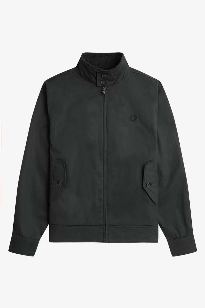 chaquetas de algodón encerado fred perry para hombre color verde noche